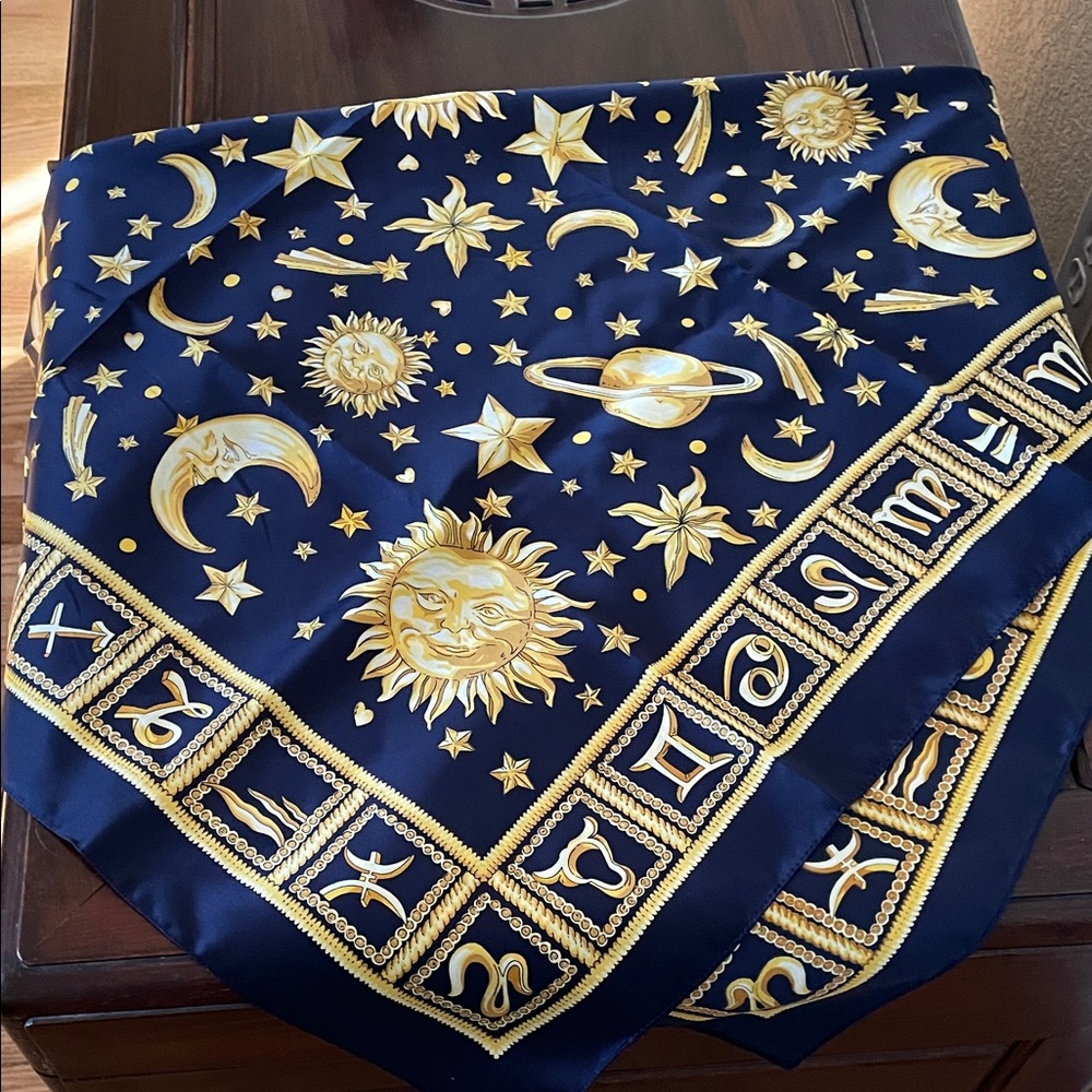 Astrological Navy and Gold Scarf